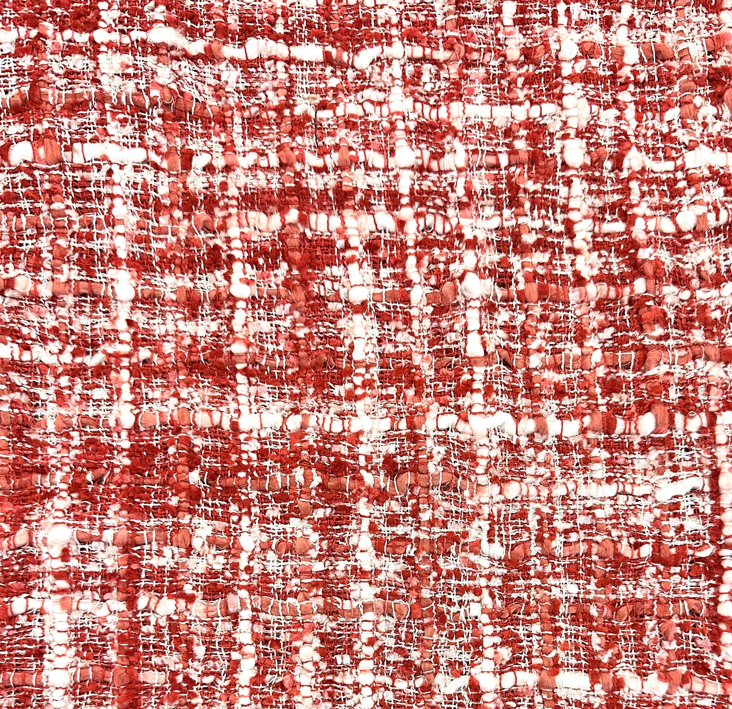 Rayon Polyester Blend Tweed in Red White