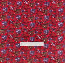 Japanese Vintage Cotton Velvet Floral in Blue Cherry