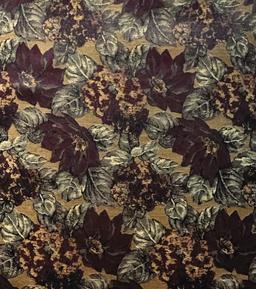 Made in Italy 100% Silk Tie Brocade with Wine/Gold Leaf Design 