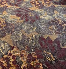 Made in Italy 100% Silk Tie Brocade with Wine/Gold Leaf Design 