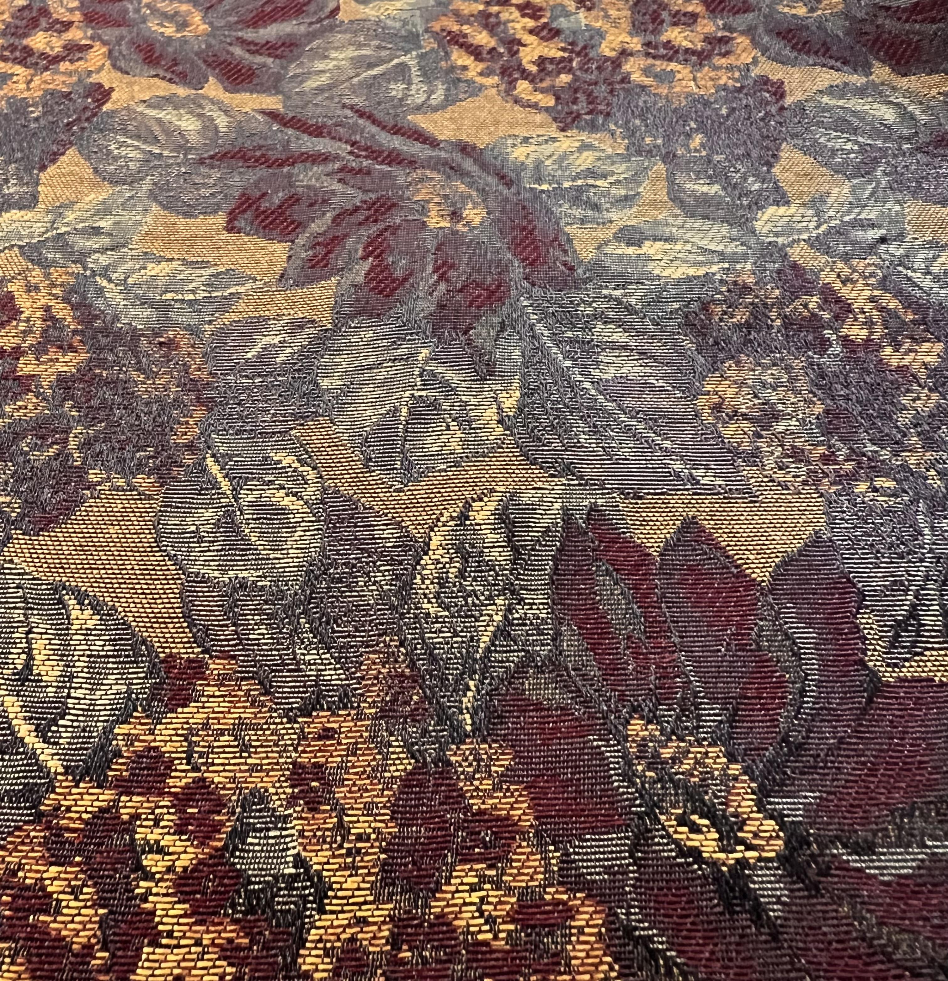 Made in Italy 100% Silk Tie Brocade with Wine/Gold Leaf Design 