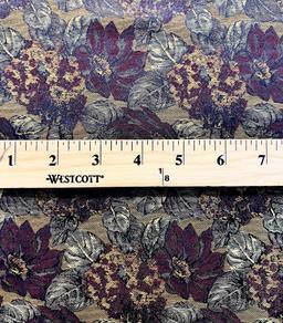 Made in Italy 100% Silk Tie Brocade with Wine/Gold Leaf Design 