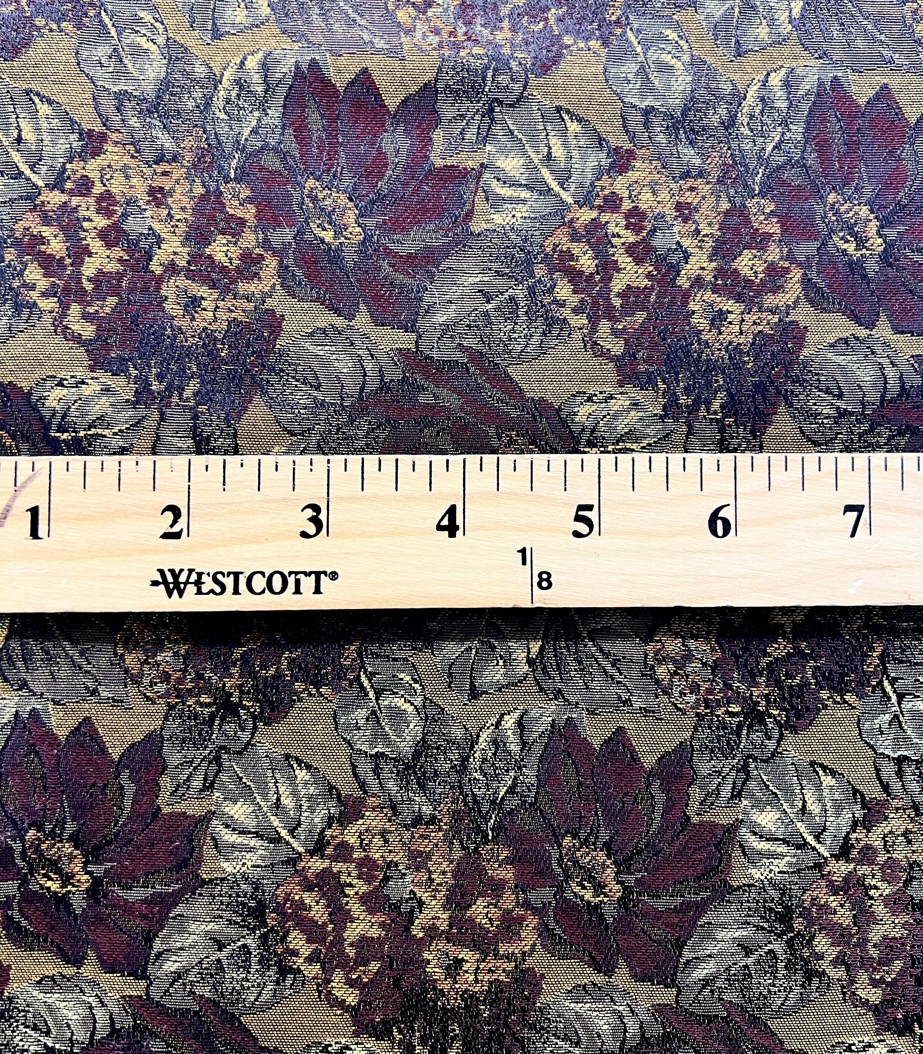 Made in Italy 100% Silk Tie Brocade with Wine/Gold Leaf Design 