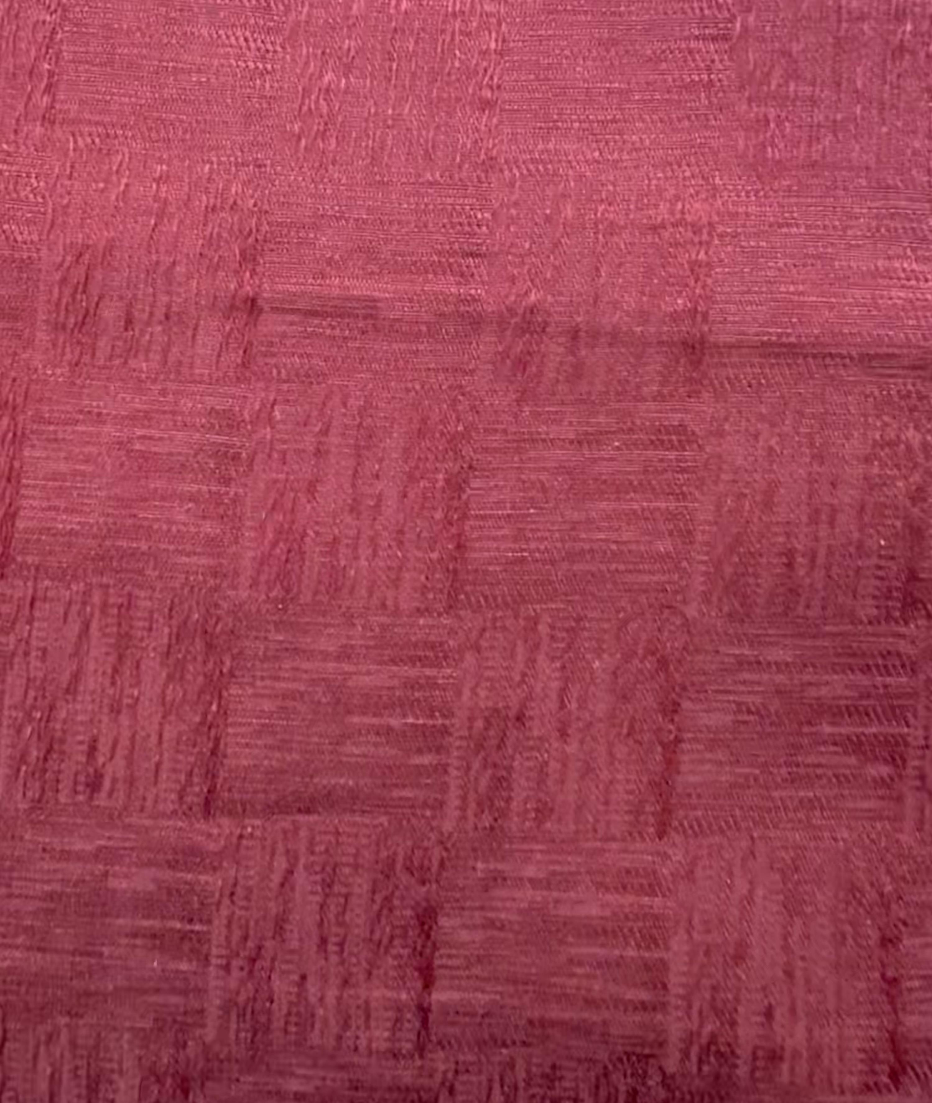 Made in Italy Pure Silk Textured Check Jacquard in Ruby