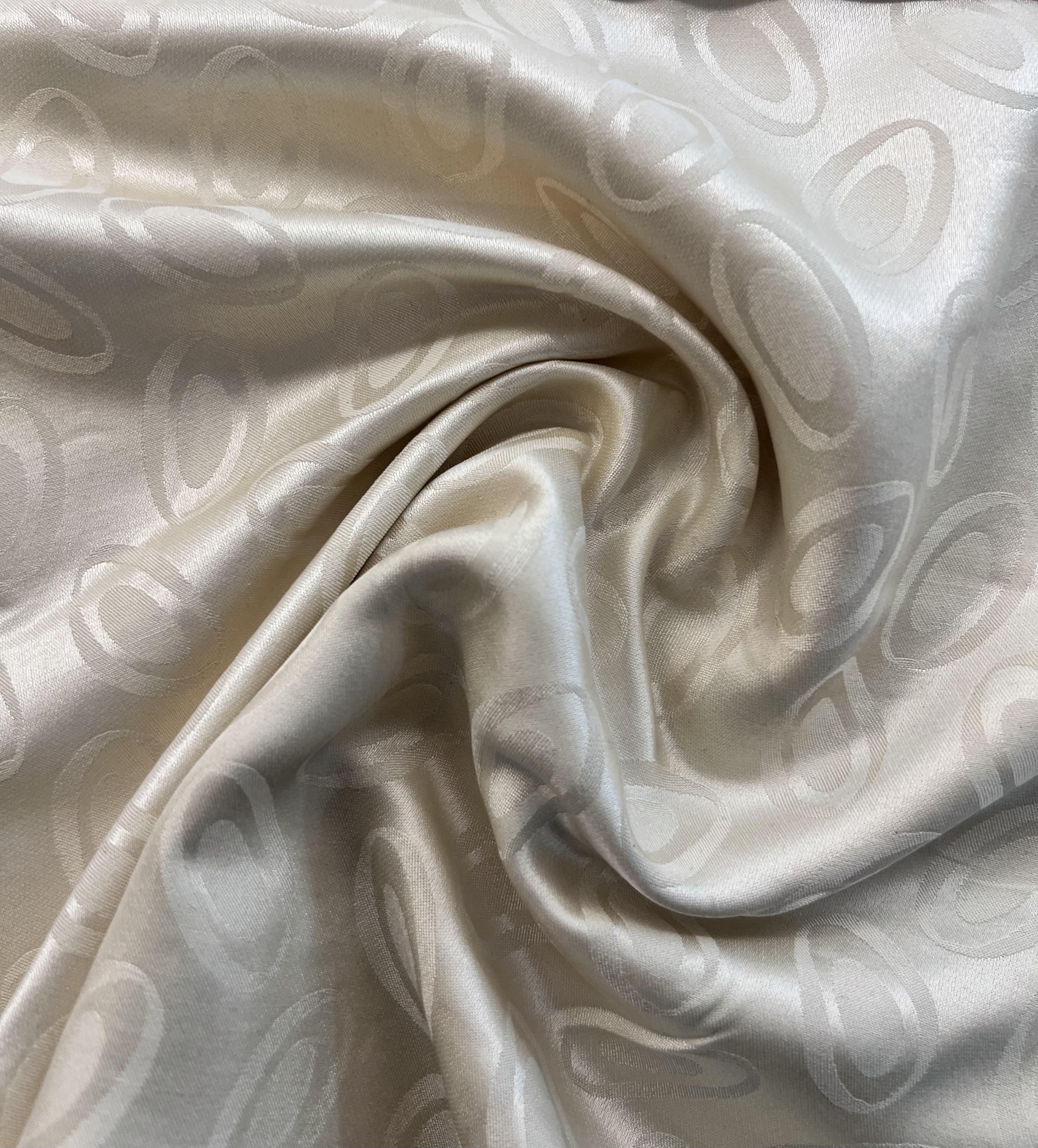 Made in Italy Pure Silk Floating Oval Jacquard in Ivory