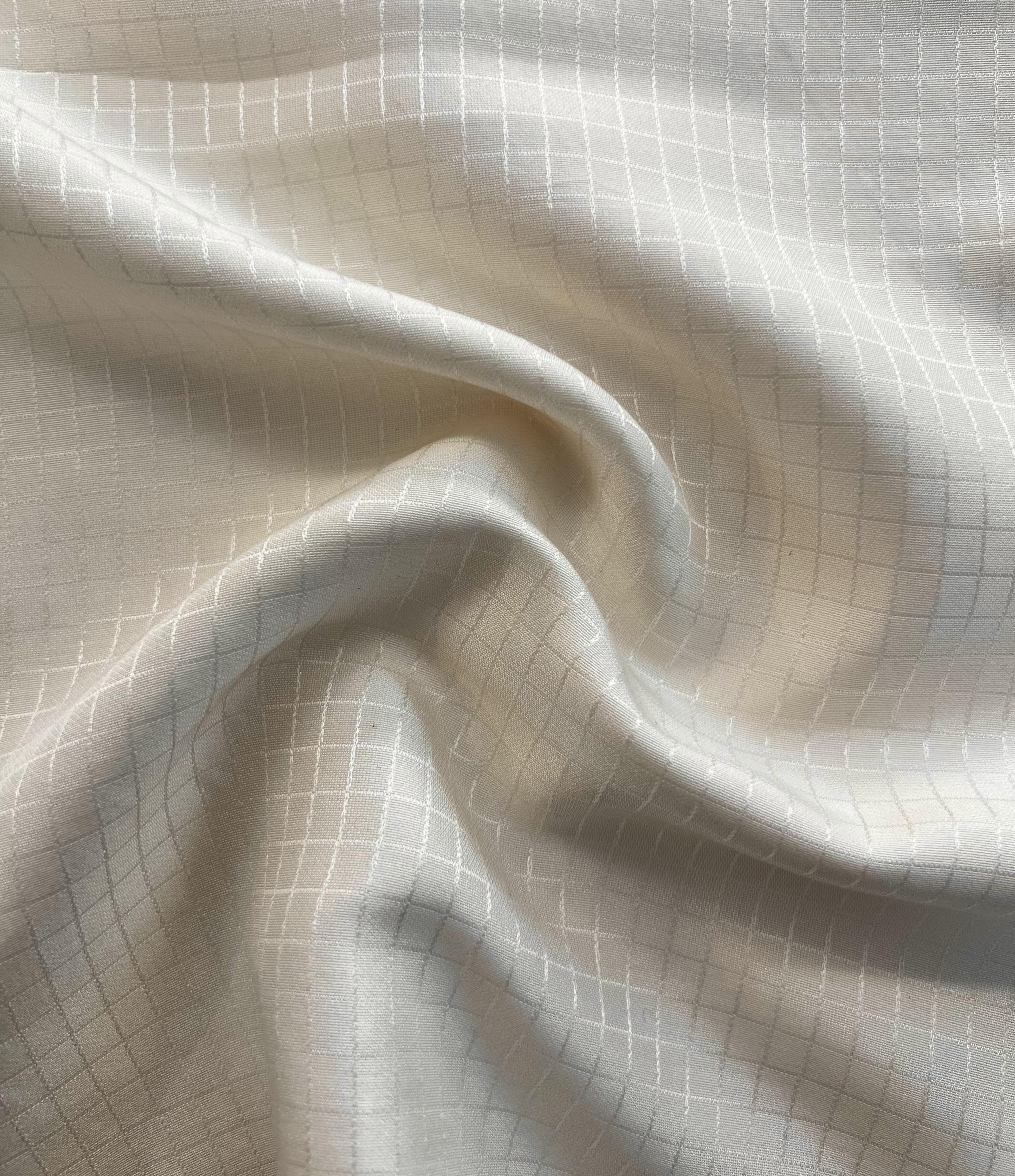 Made in Italy Pure Silk Windowpane Design Jacquard in Off-White