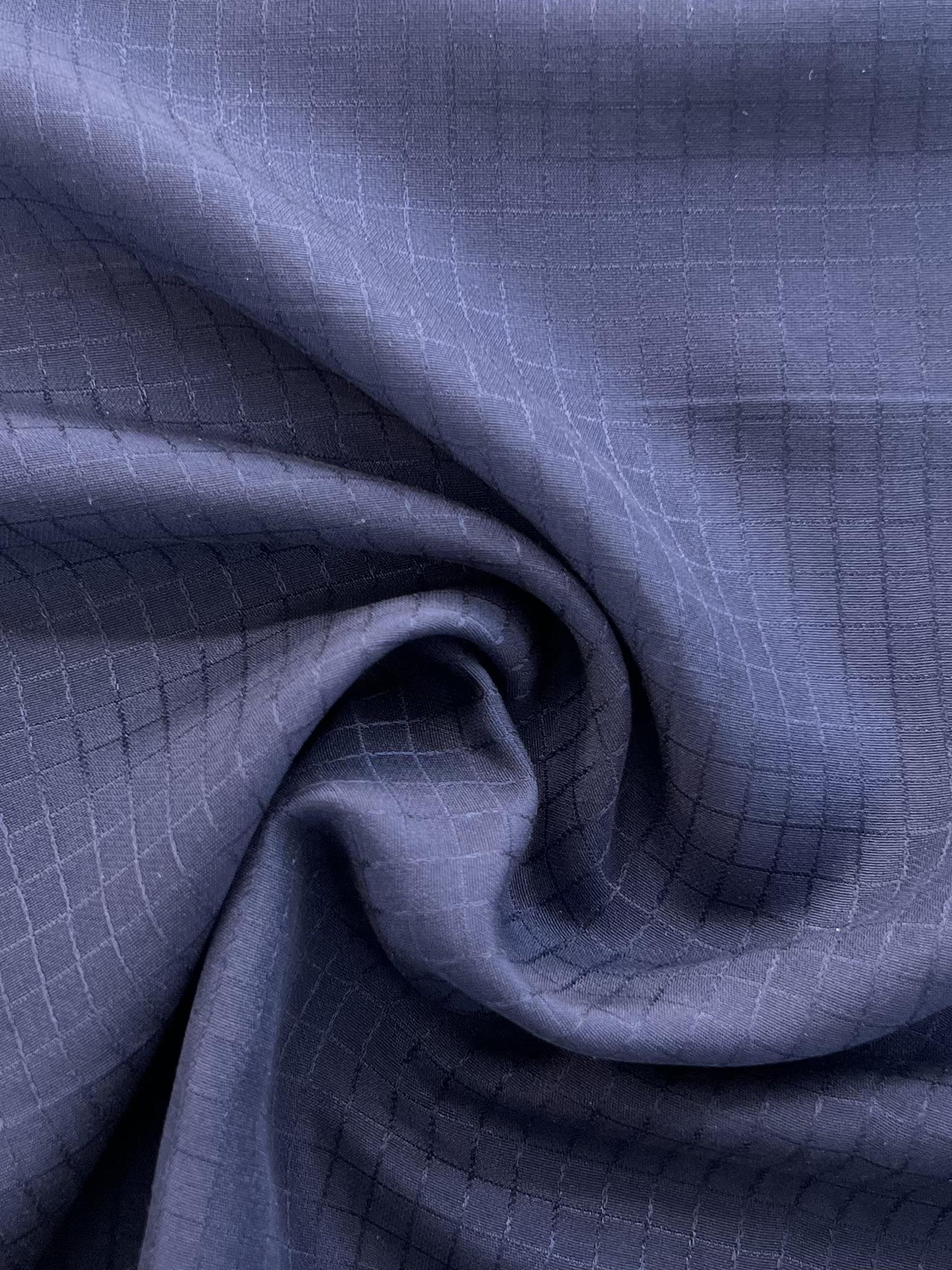 Made in Italy Pure Silk Windowpane Design Jacquard in Navy