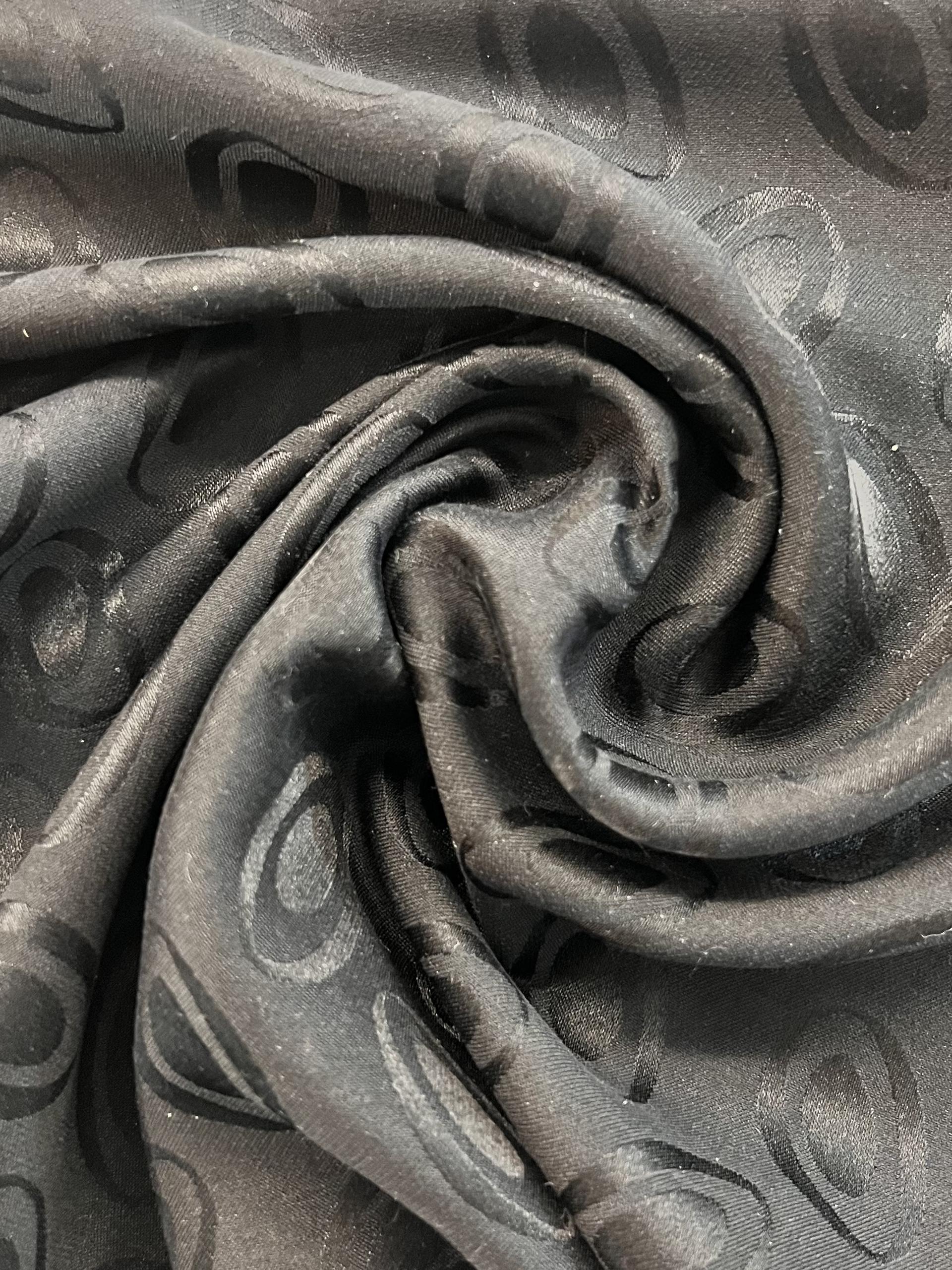 Made in Italy Pure Silk Floating Oval Jacquard in Black