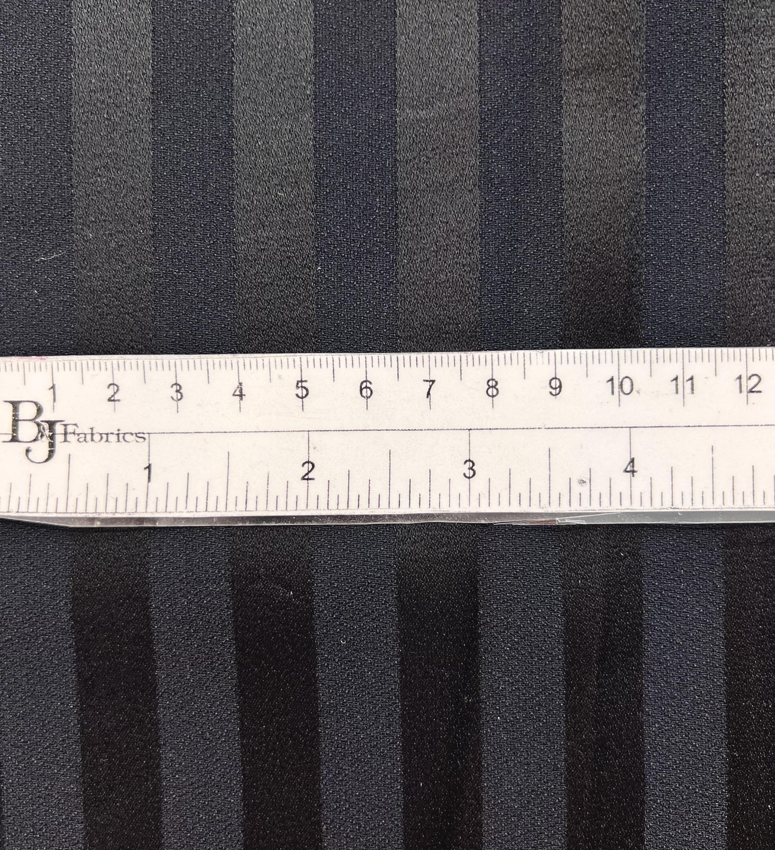 Made in Japan Triacetate/Viscose Crepe Satin Stripe Jacquard in Navy