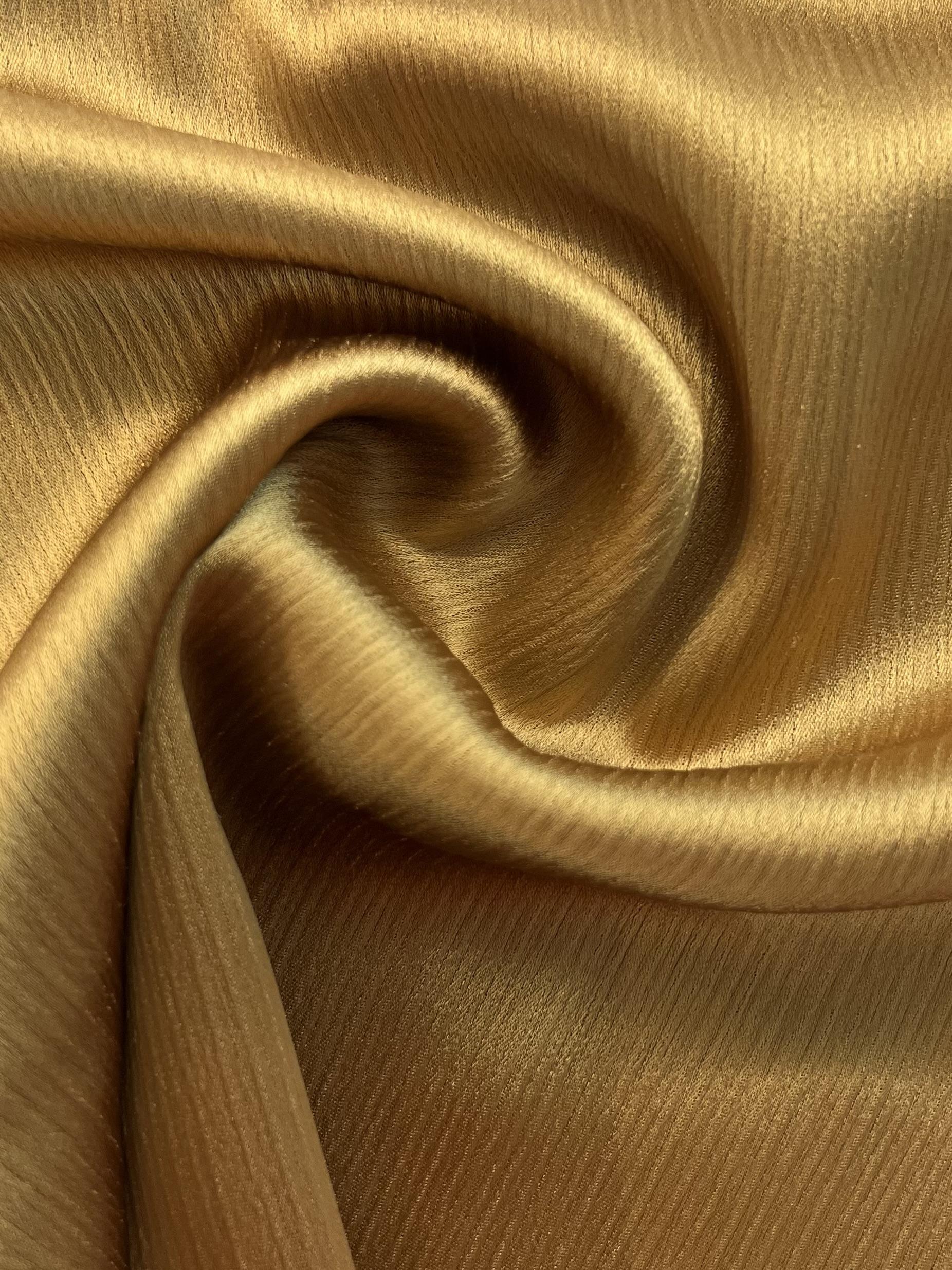 Triacetate/Polyester Crinkle Crepe Back Satin in Gold