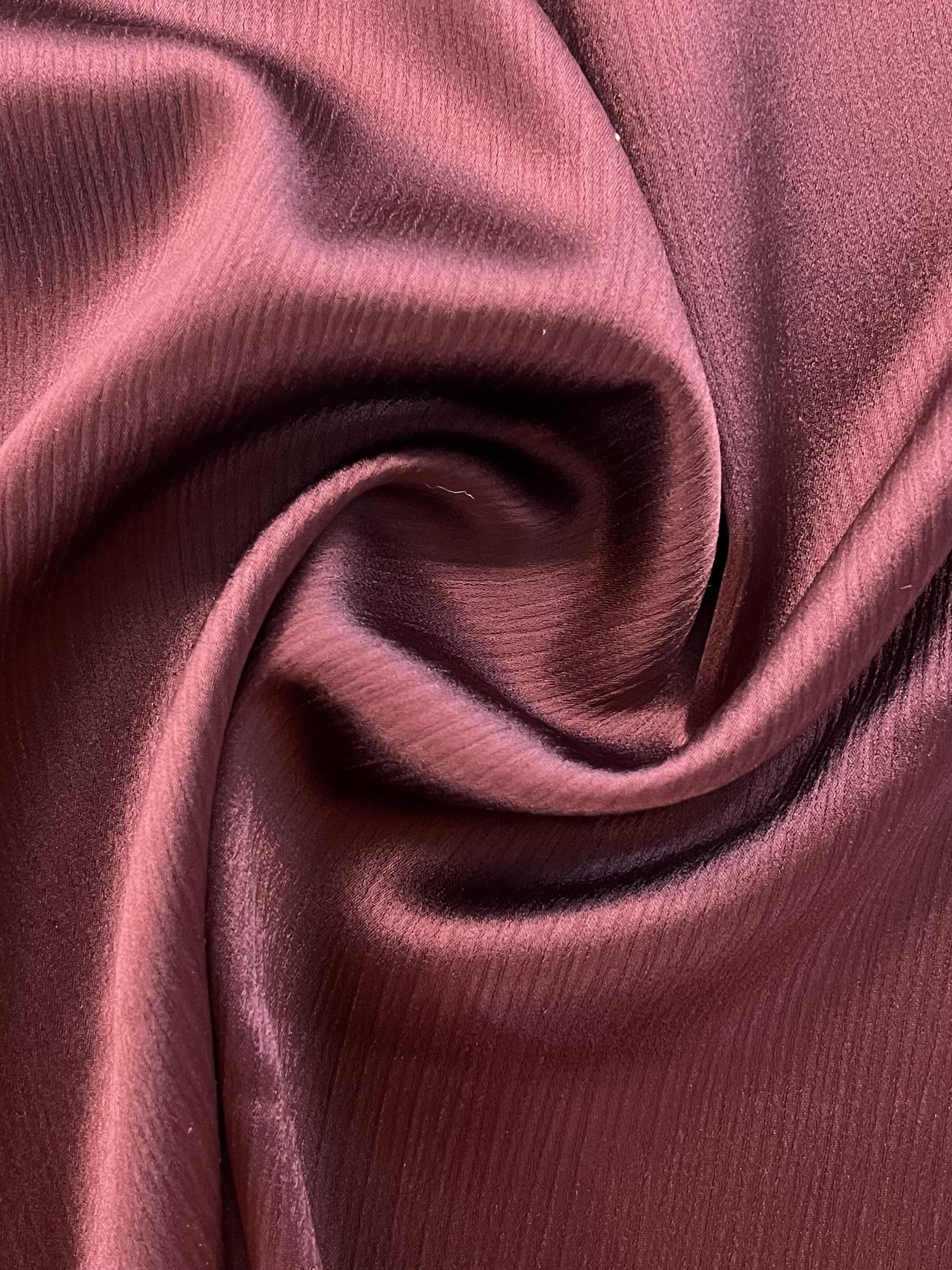 Triacetate/Polyester Crinkle Crepe Back Satin in Raisin