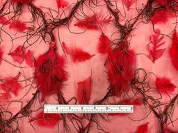 Feathers on Silk Chiffon in Red