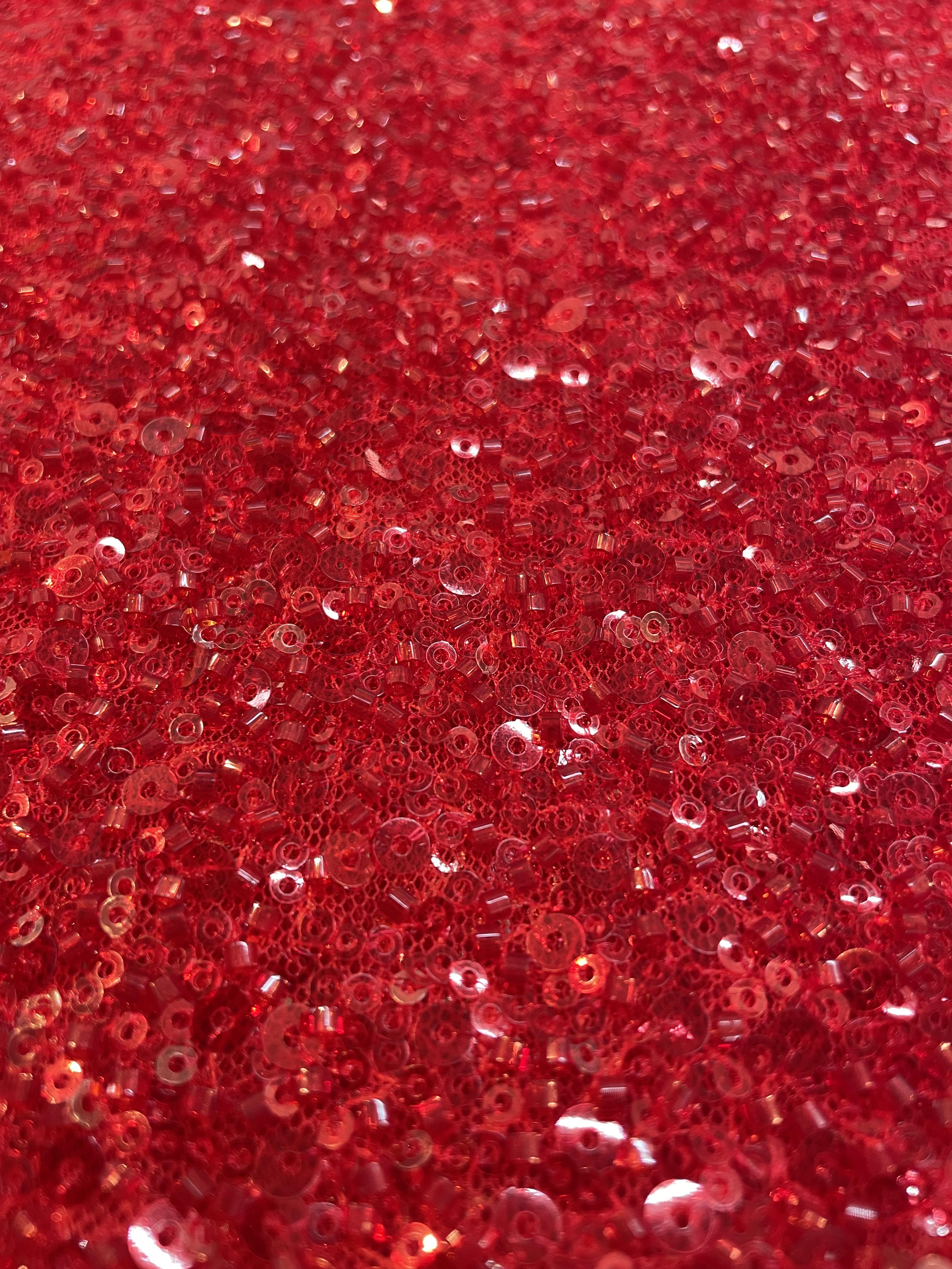 Beaded/Sequined Tulle in Red