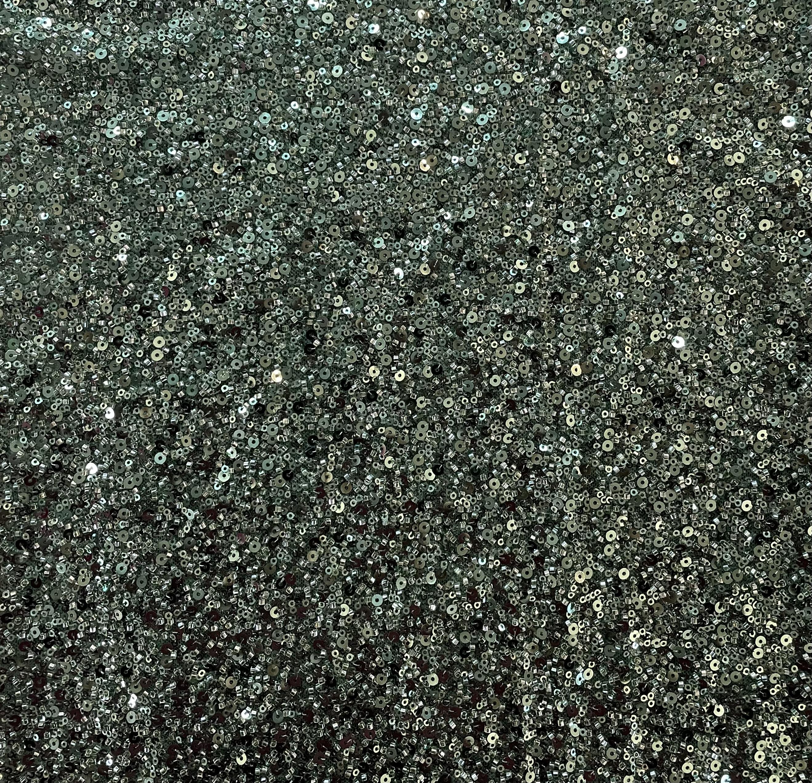 Beaded/Sequined Tulle in Green