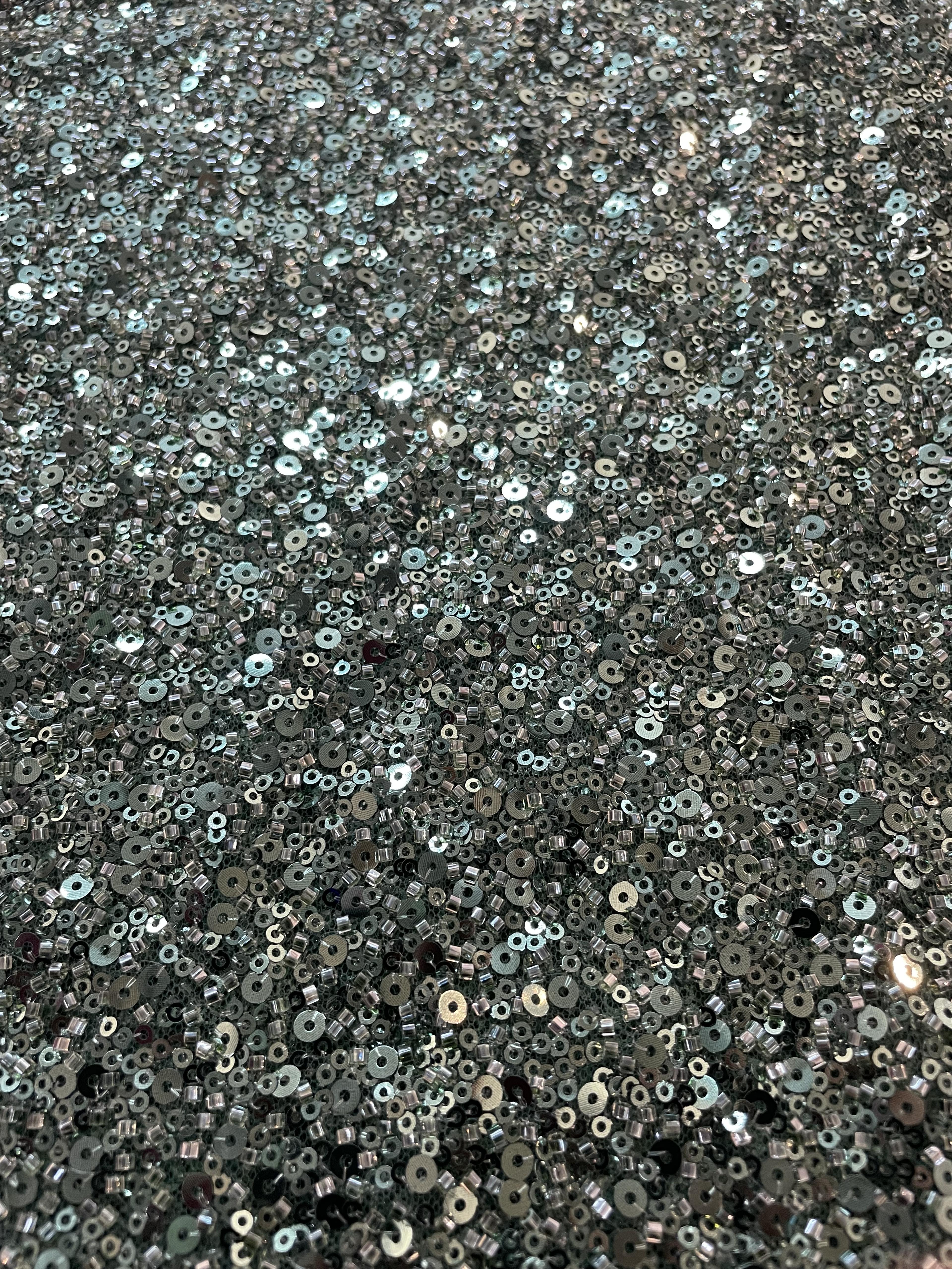 Beaded/Sequined Tulle in Green