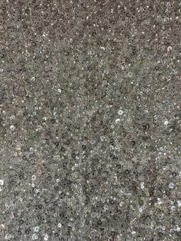 Beaded/Sequined Tulle in Nude /Silver