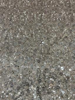 Beaded/Sequined Tulle in Nude /Silver