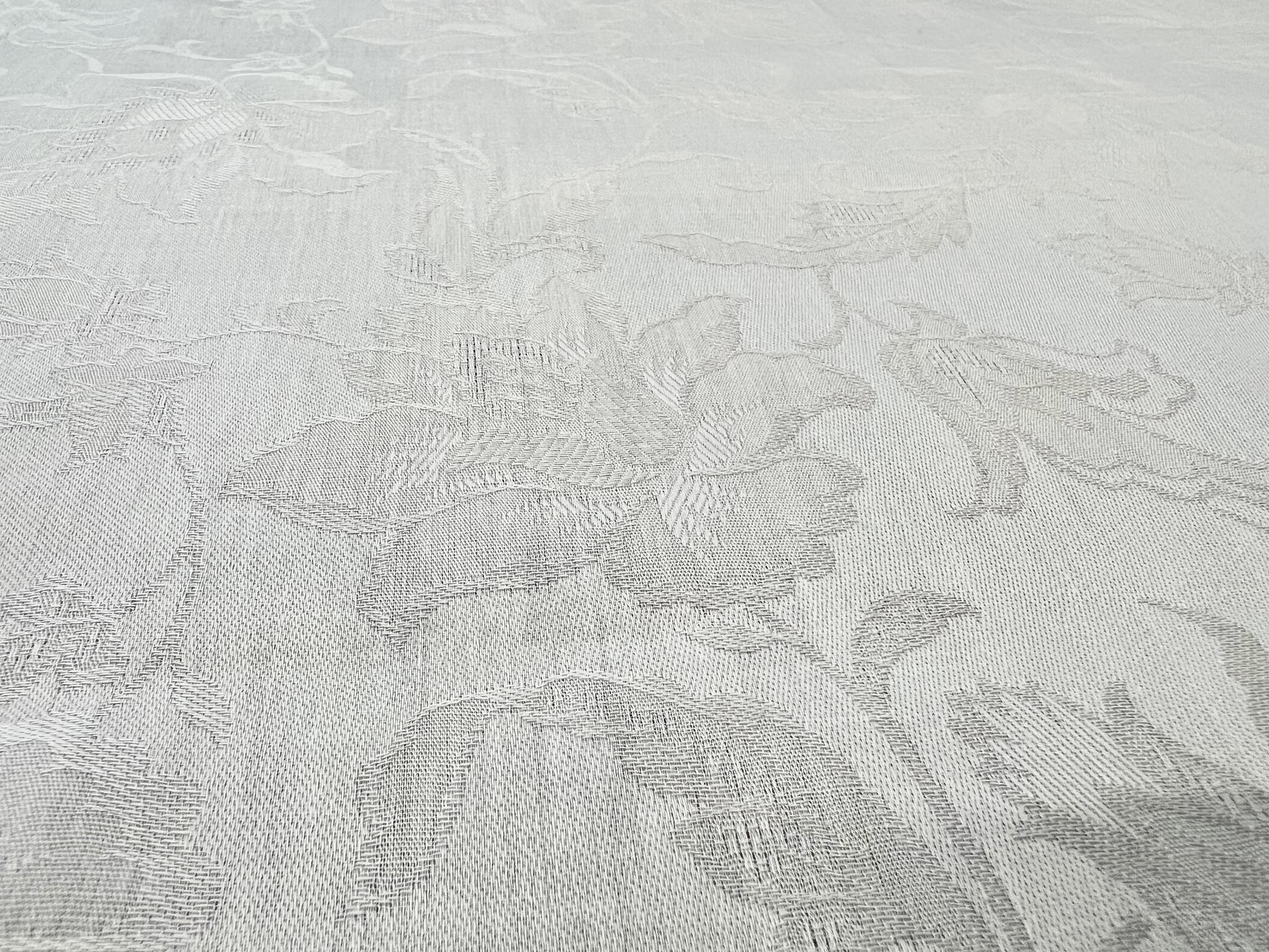 Cotton Floral Damask in White