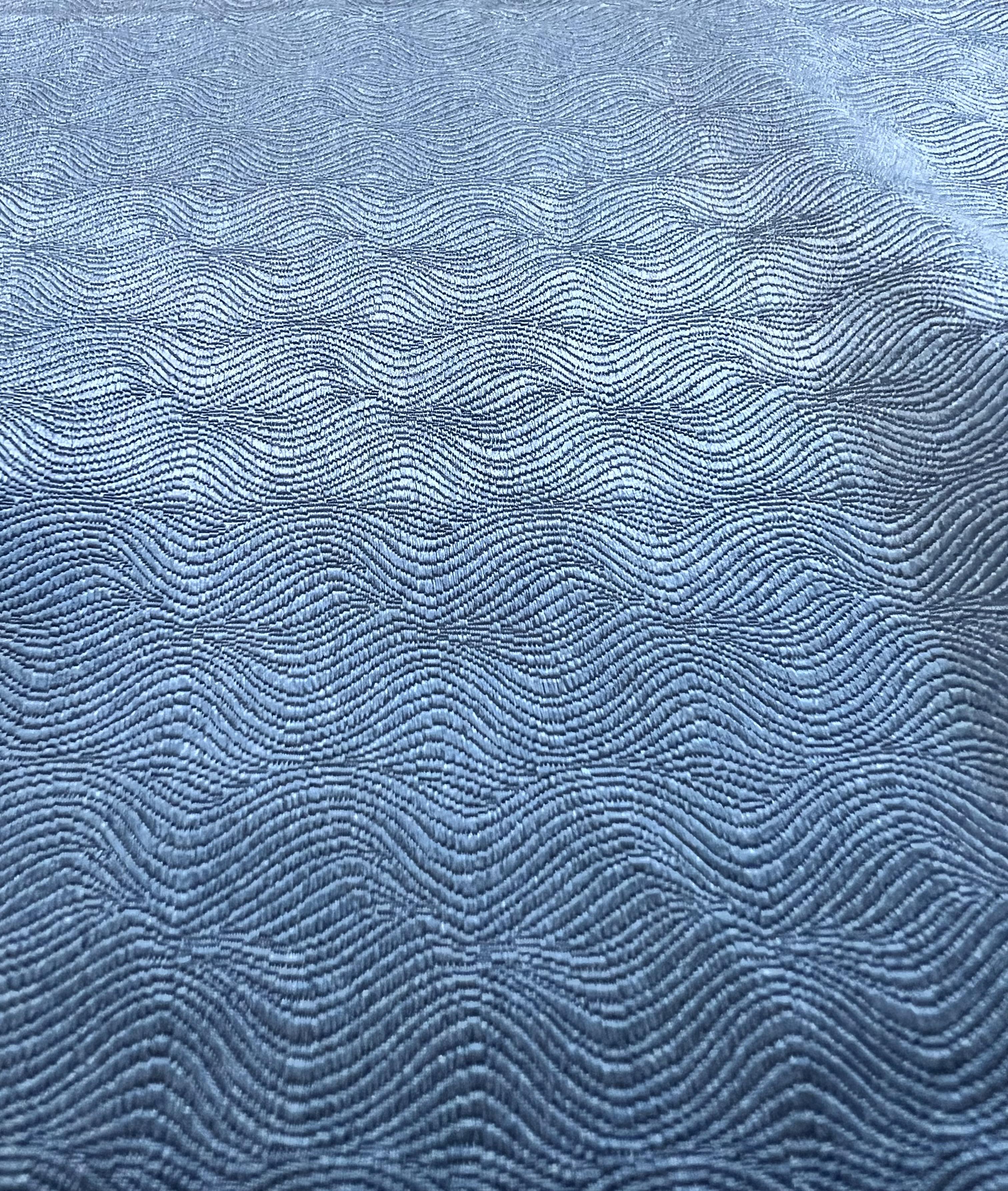 Made in Italy Pure Silk Wave Pattern Jacquard in Blueprint