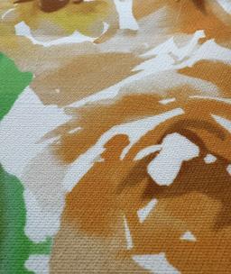 Printed Silk and Wool Crepe with Floral Pattern Golden Orange