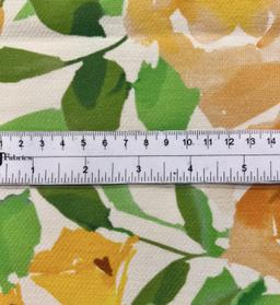 Printed Silk and Wool Crepe with Floral Pattern Golden Orange