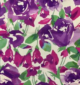 Printed Silk and Wool Crepe with Floral Pattern Summer Purple