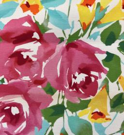 Printed Silk and Wool Crepe with Floral Pattern Watermelon 