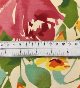 Printed Silk and Wool Crepe with Floral Pattern Watermelon 