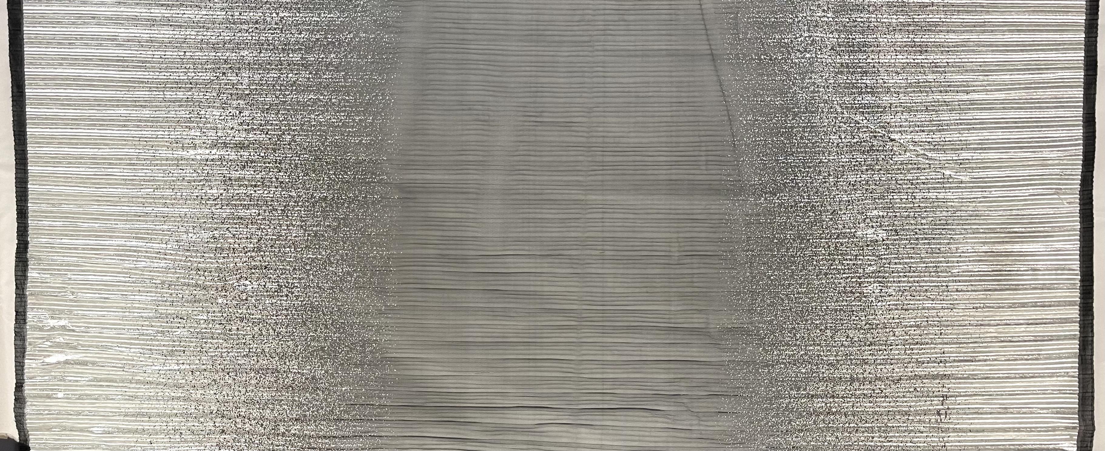 Pleated Tulle with Gold Metallic Foil on Black