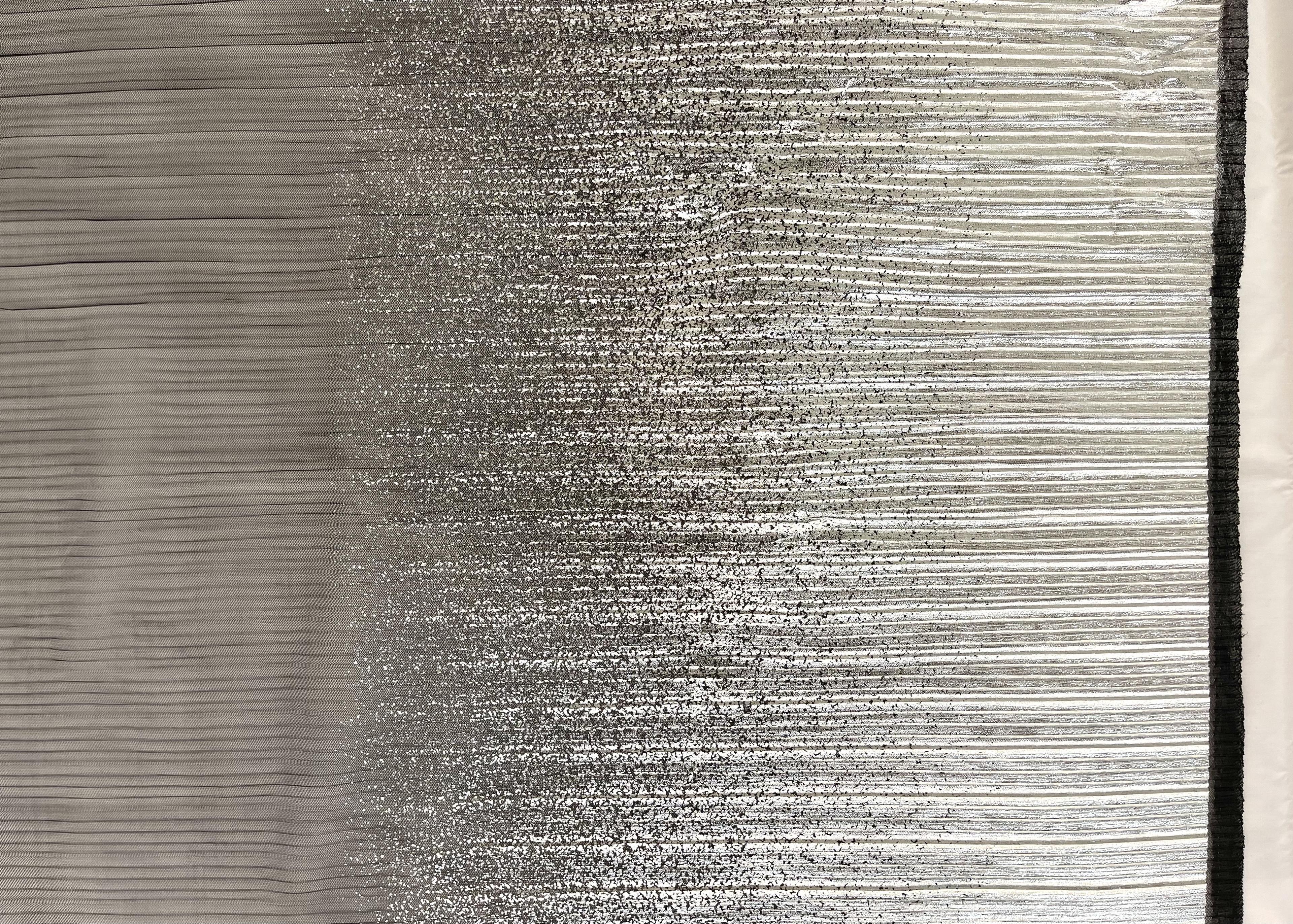 Pleated Tulle with Gold Metallic Foil on Black