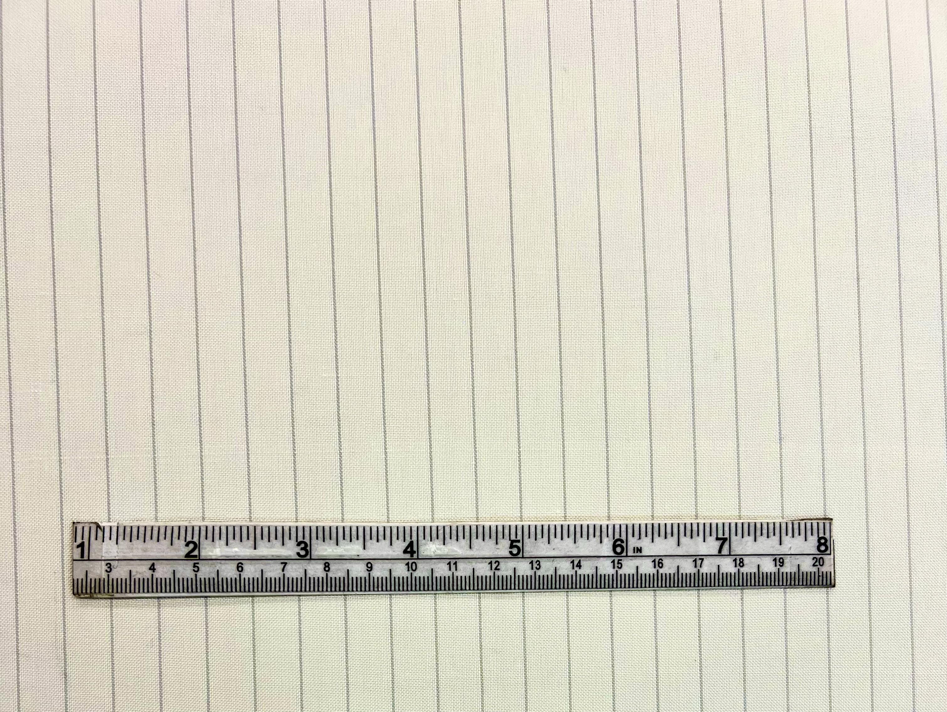 Made in Italy 100% Silk Duppioni Pinstripe in White with Gray Stripe