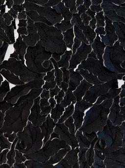 Laser Cut Light Weight Polyester Satin on Nylon Tulle in Black