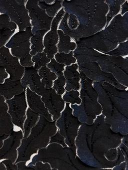 Laser Cut Light Weight Polyester Satin on Nylon Tulle in Black