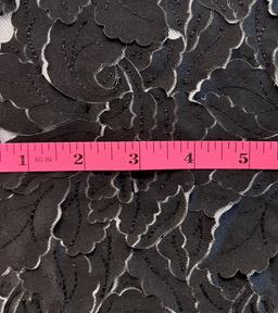 Laser Cut Light Weight Polyester Satin on Nylon Tulle in Black