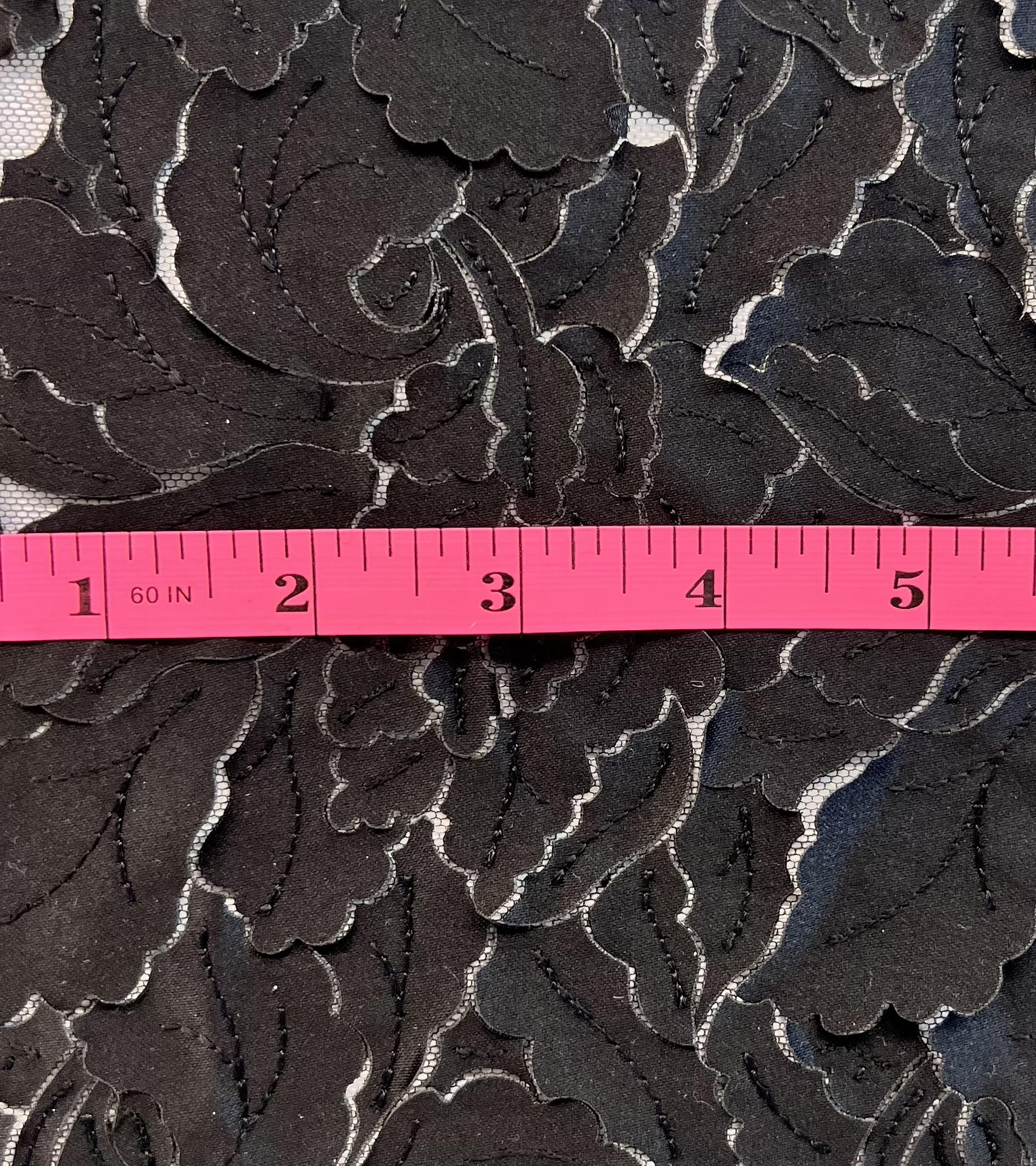 Laser Cut Light Weight Polyester Satin on Nylon Tulle in Black