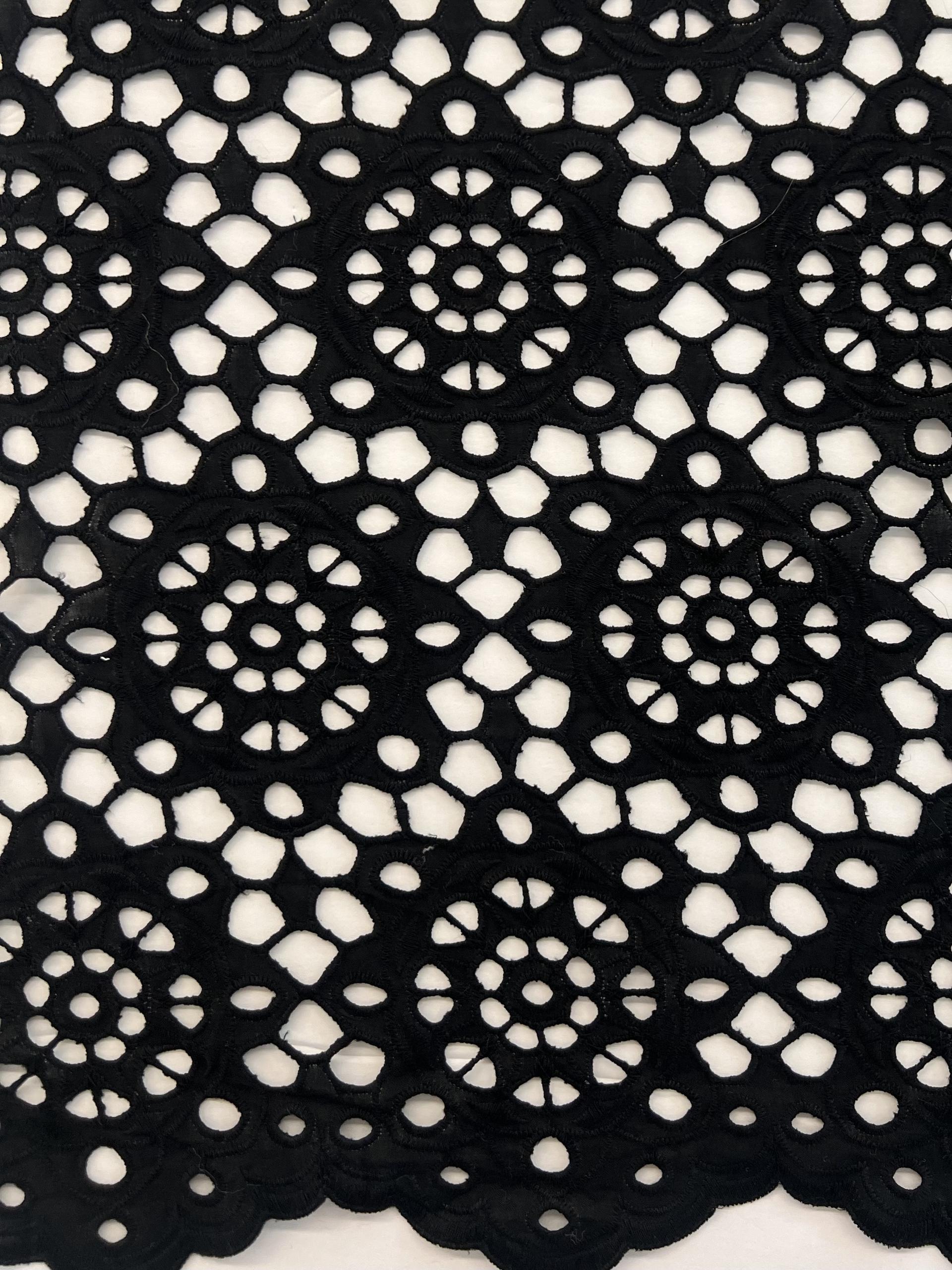 Cotton Eyelet "SunFlower" in Black