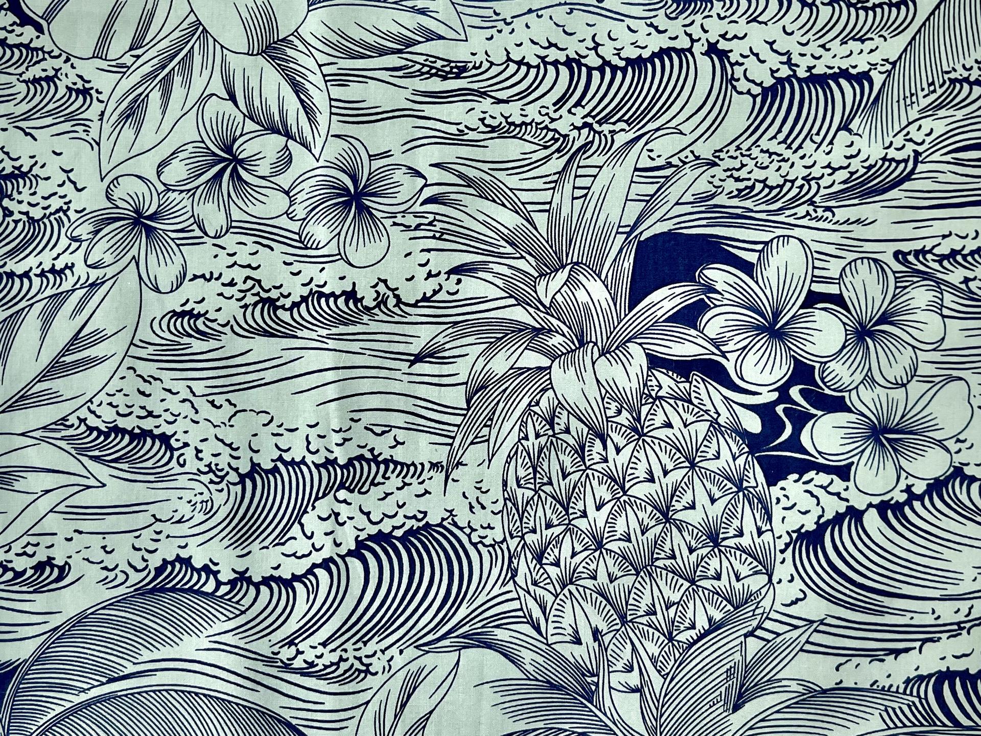 Made in Japan 100% Cotton Floral Print in Navy and Sage