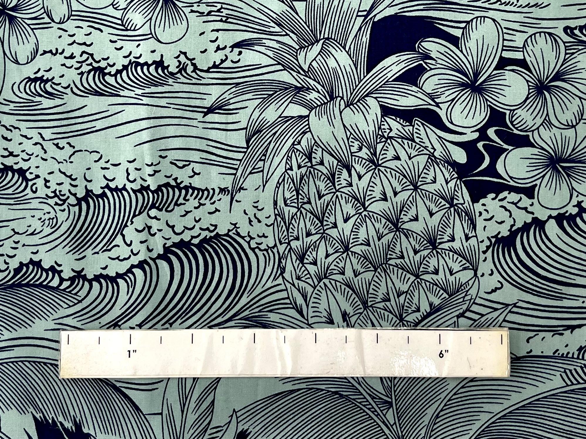 Made in Japan 100% Cotton Floral Print in Navy and Sage