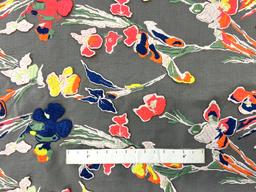 3 D Flowers Embroidered Pink Silk Organza in Multi Neon Colors