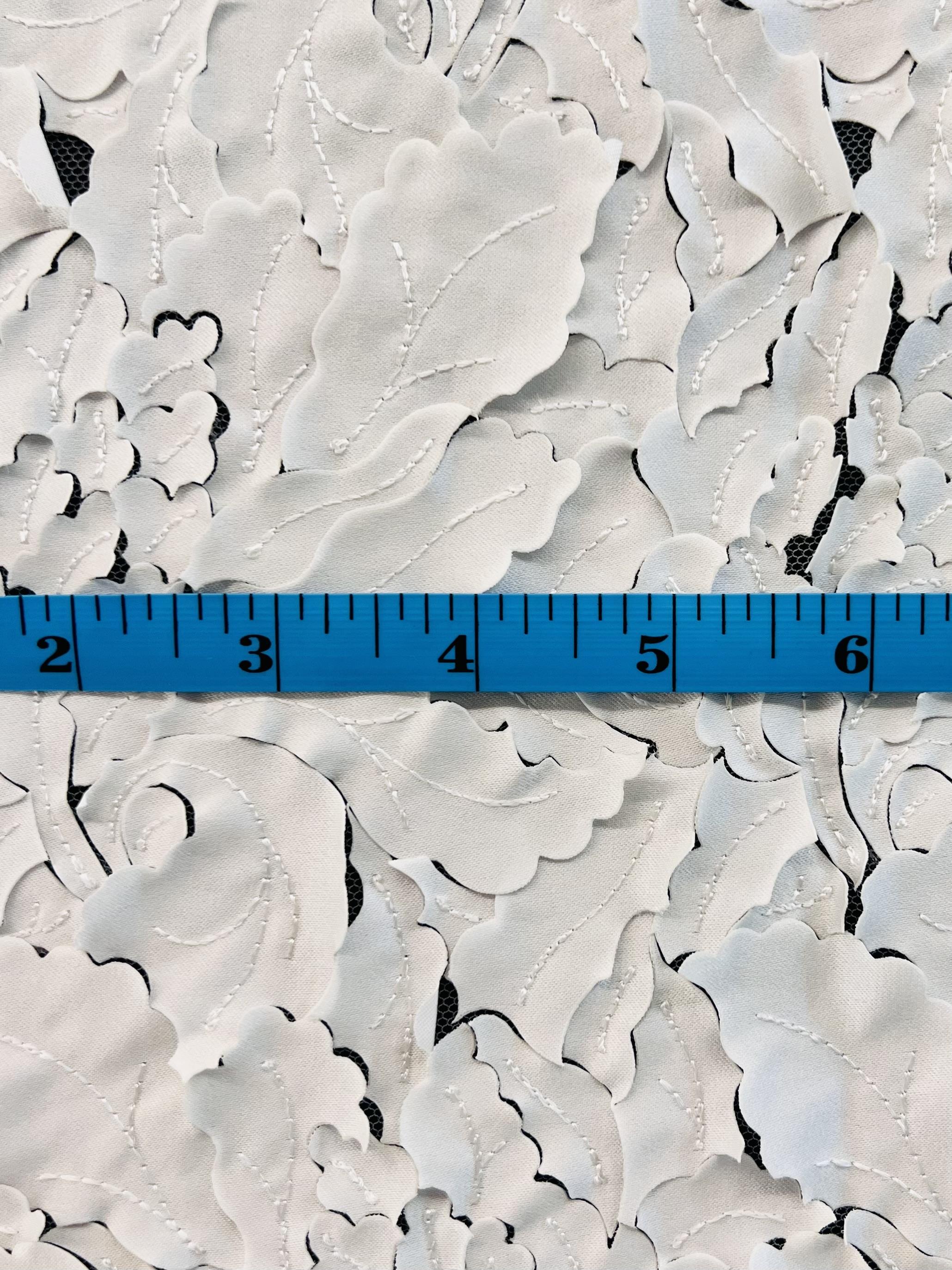 Laser Cut Light Weight Polyester Satin on Nylon Tulle in White