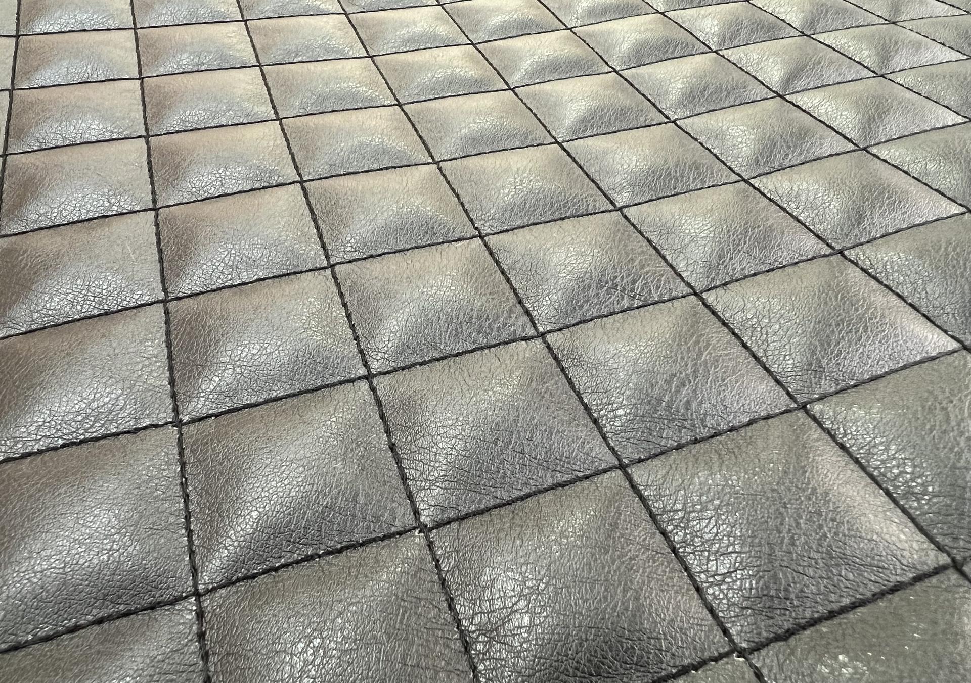 Rayon Quilted Faux Leather in Black