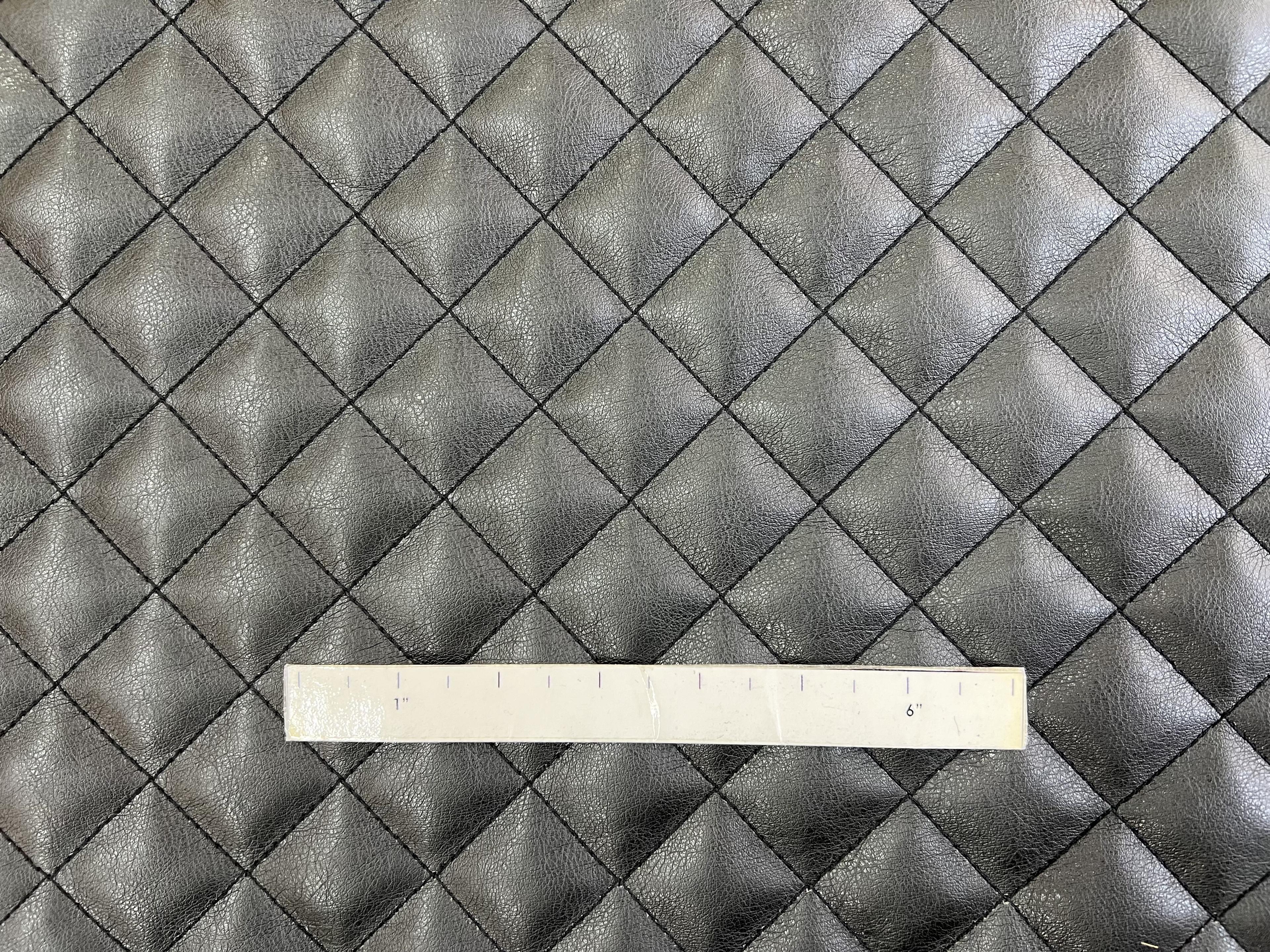 Rayon Quilted Faux Leather in Black