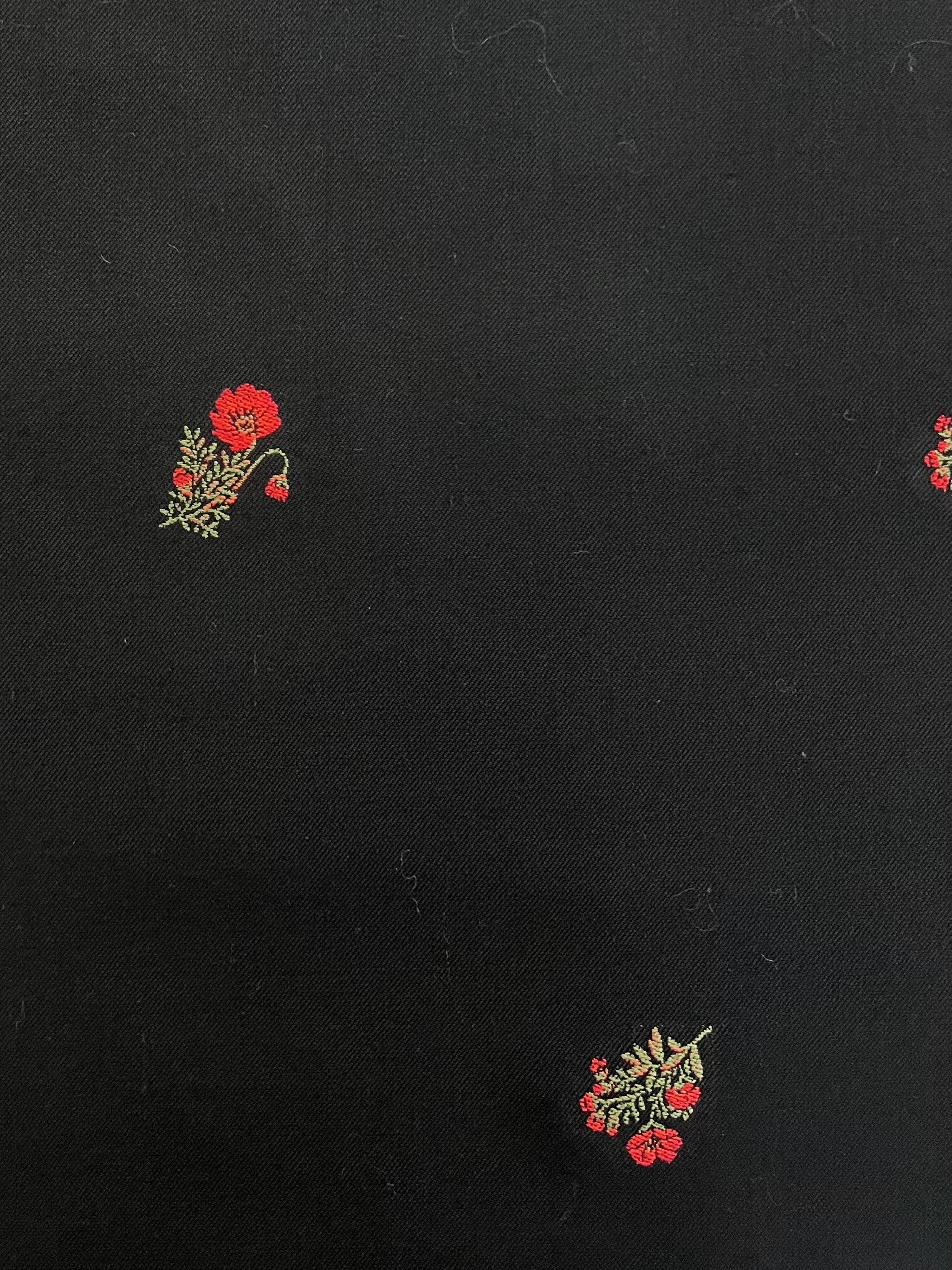 Pure Wool Poppy Flower Jacquard in Black