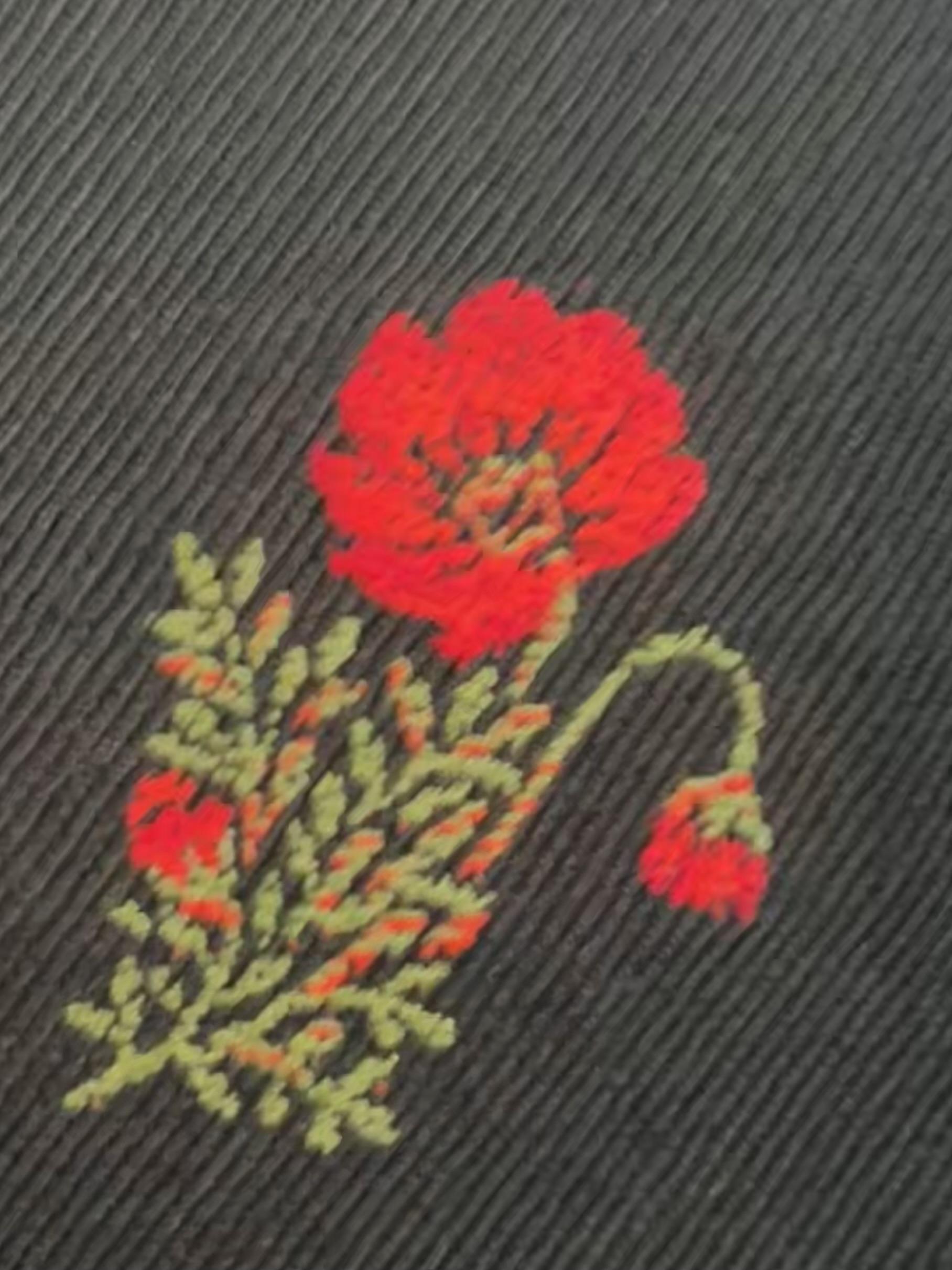 Pure Wool Poppy Flower Jacquard in Black 