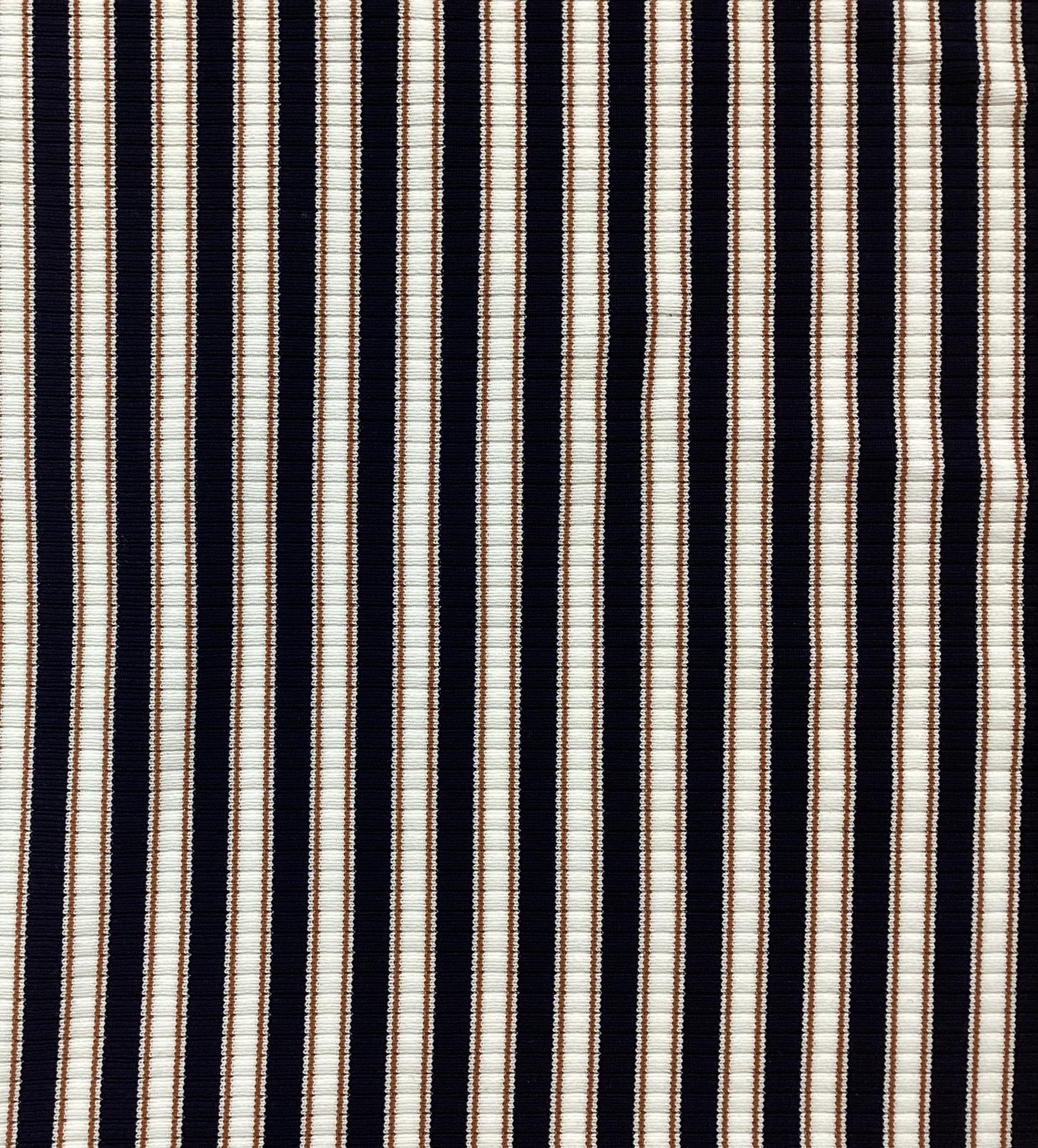 Nylon & Lycra Stripe Knit In Black, Diamond White & Copper 