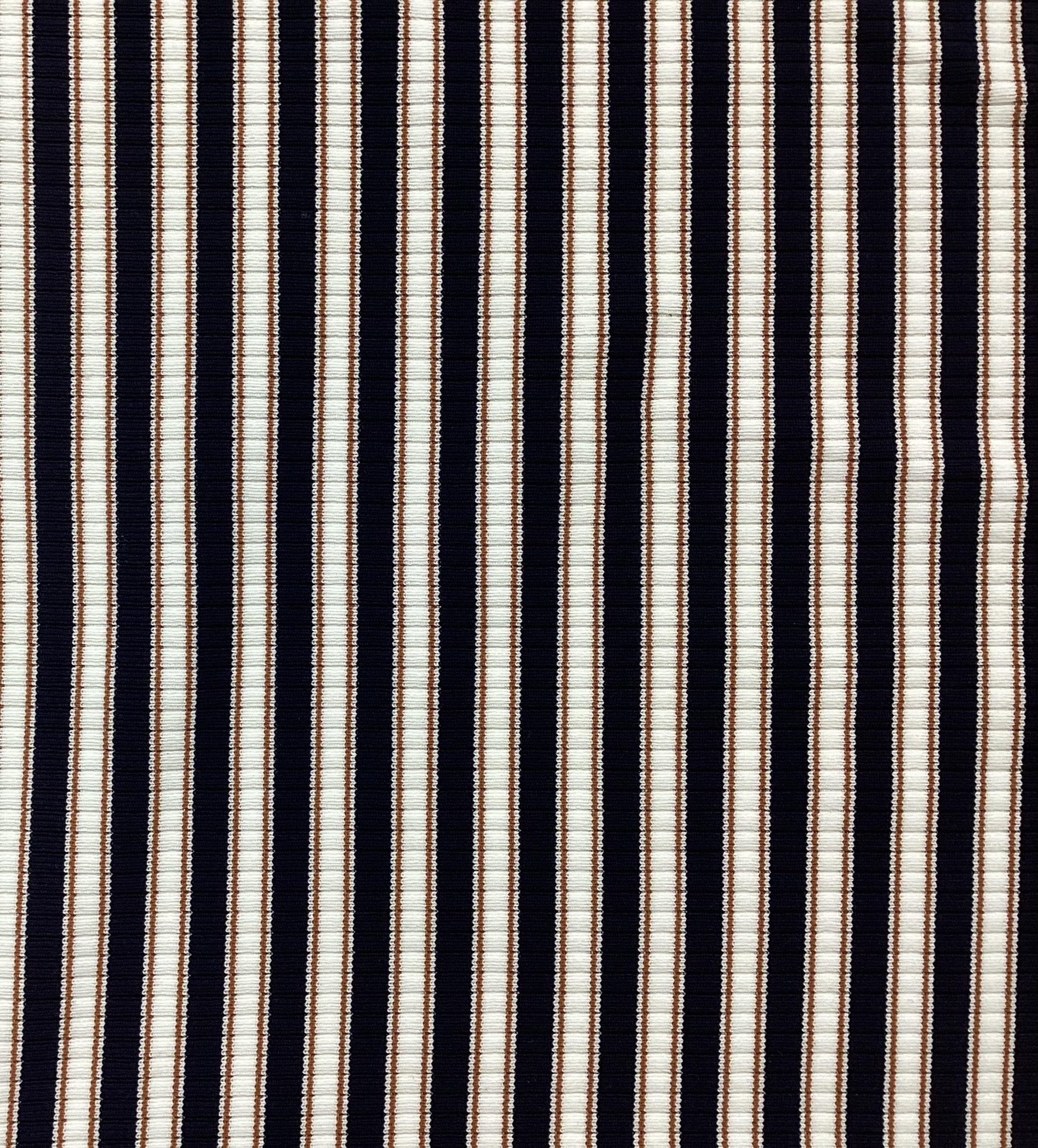 Nylon & Lycra Stripe Knit In Black, Diamond White & Copper 