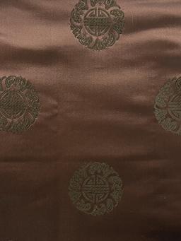 Chinese Brocade Brown Medallion 