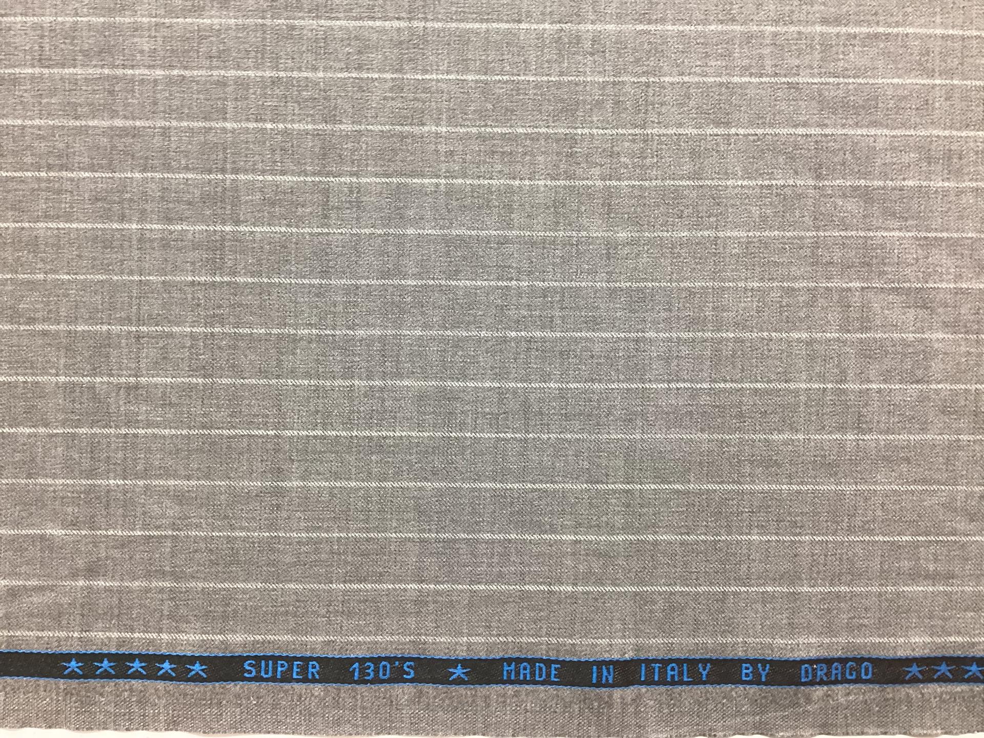 Made in Italy 100% Wool Super 130's In Medium Grey Chalk Stripe