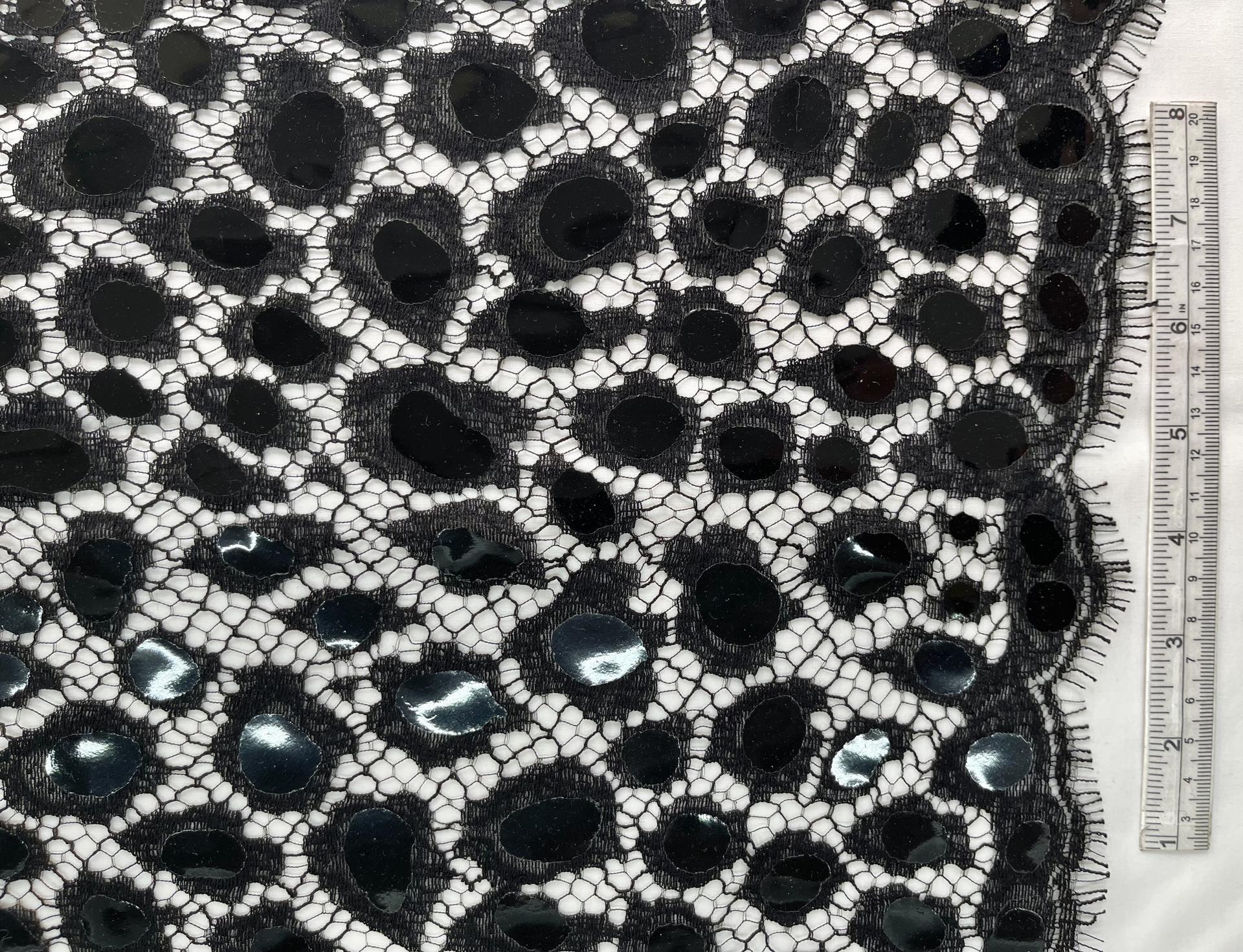 Made in France Double Scalloped Chantilly Lace in Black