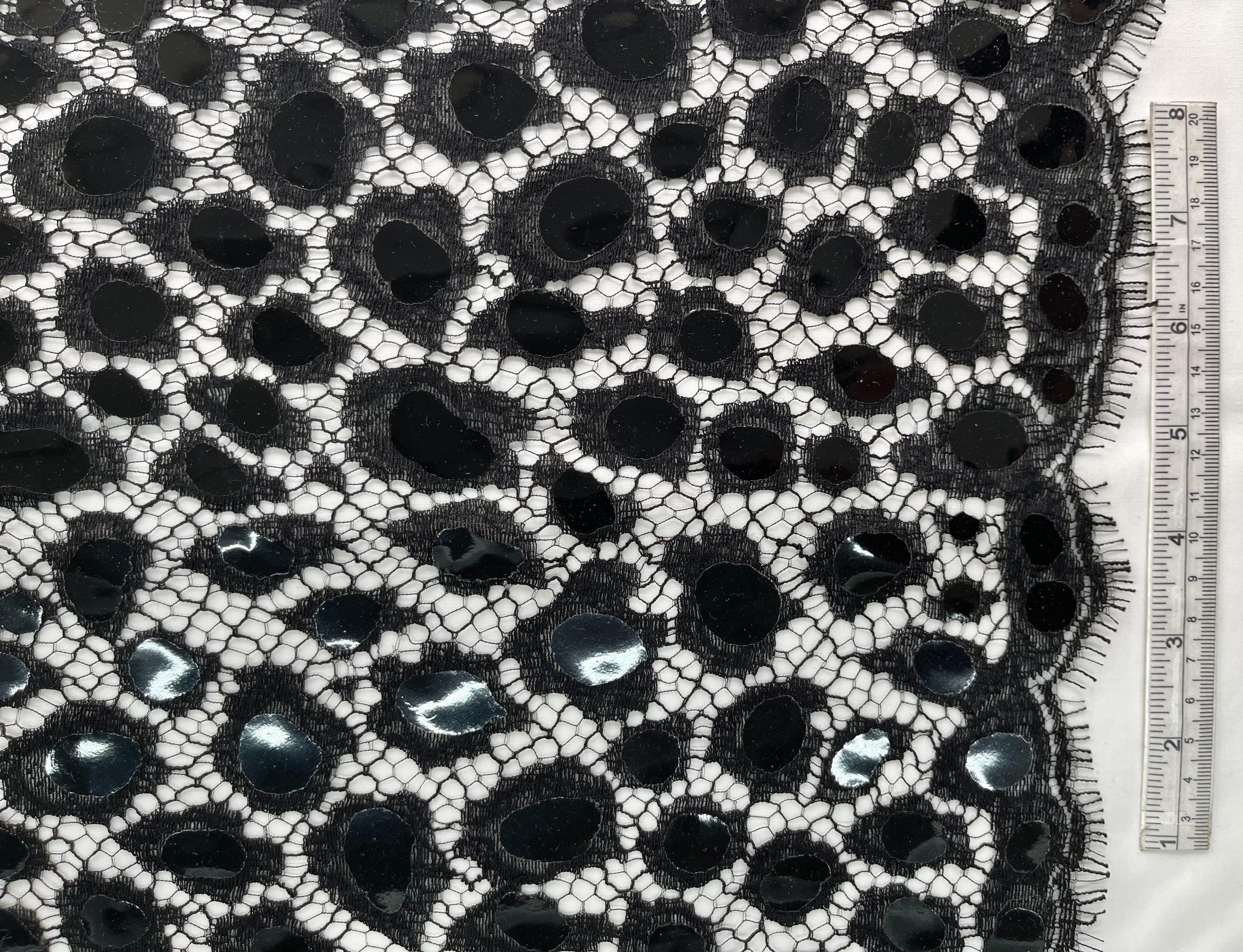 Made in France Double Scalloped Chantilly Lace in Black